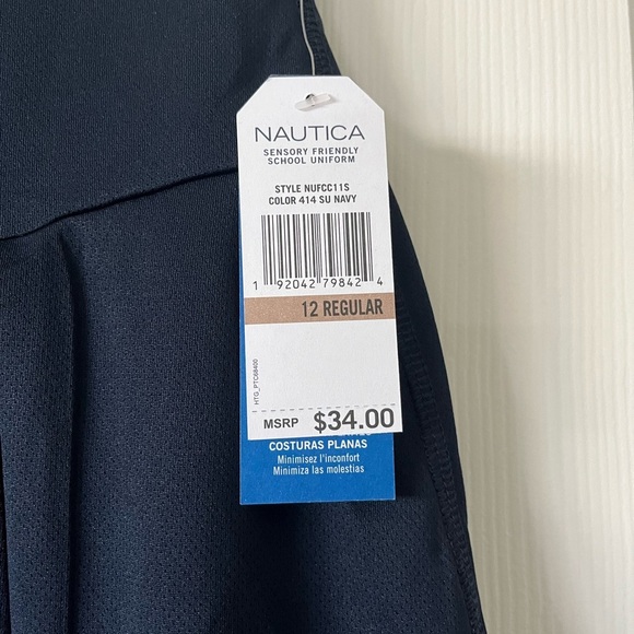NWT, Nautica Girls School Uniform Sensory-Friendly Pleated Scooter Skirt - Picture 3 of 7